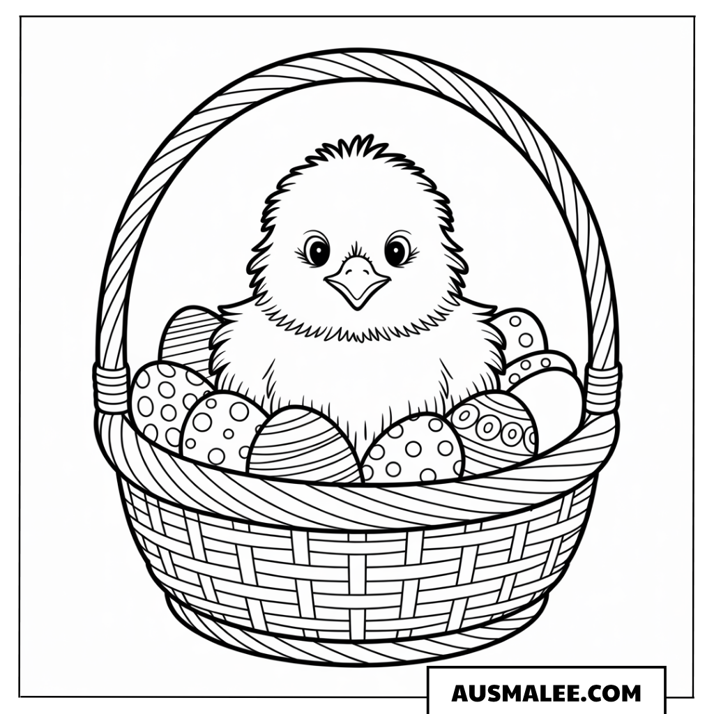 Küken im Osternest Ausmalbild