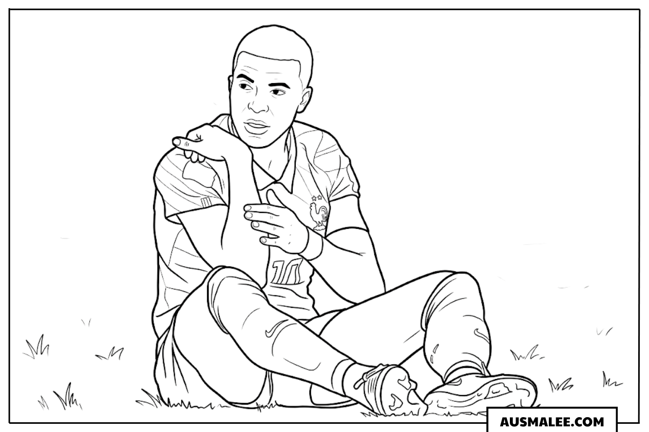 Kylian Mbappé Reaktion während Frankreich vs Irak Ausmalbild