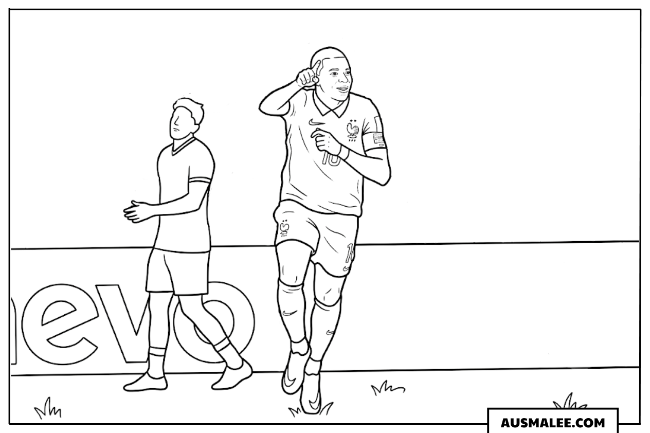 Kylian Mbappé großer Torjubel Ausmalbild