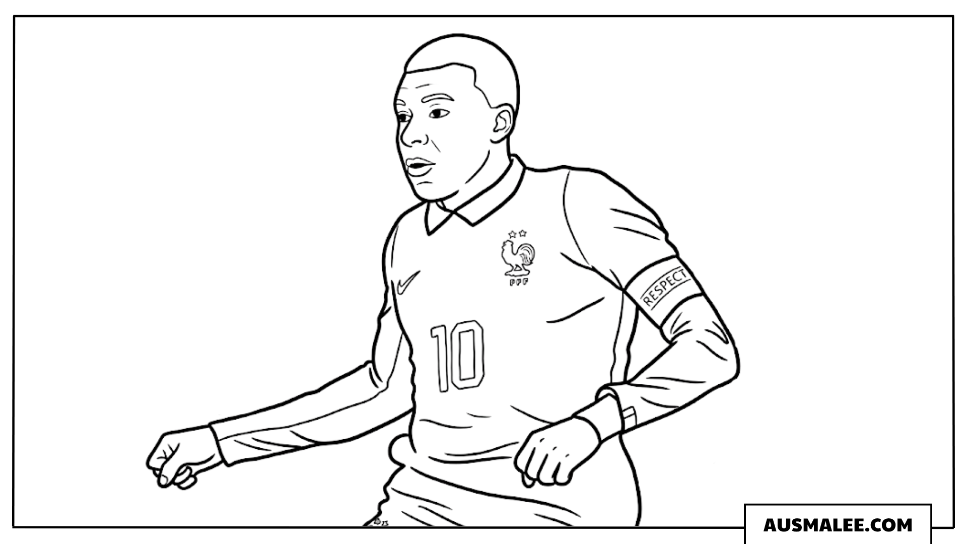 Kylian Mbappé im Spiel Ausmalbild