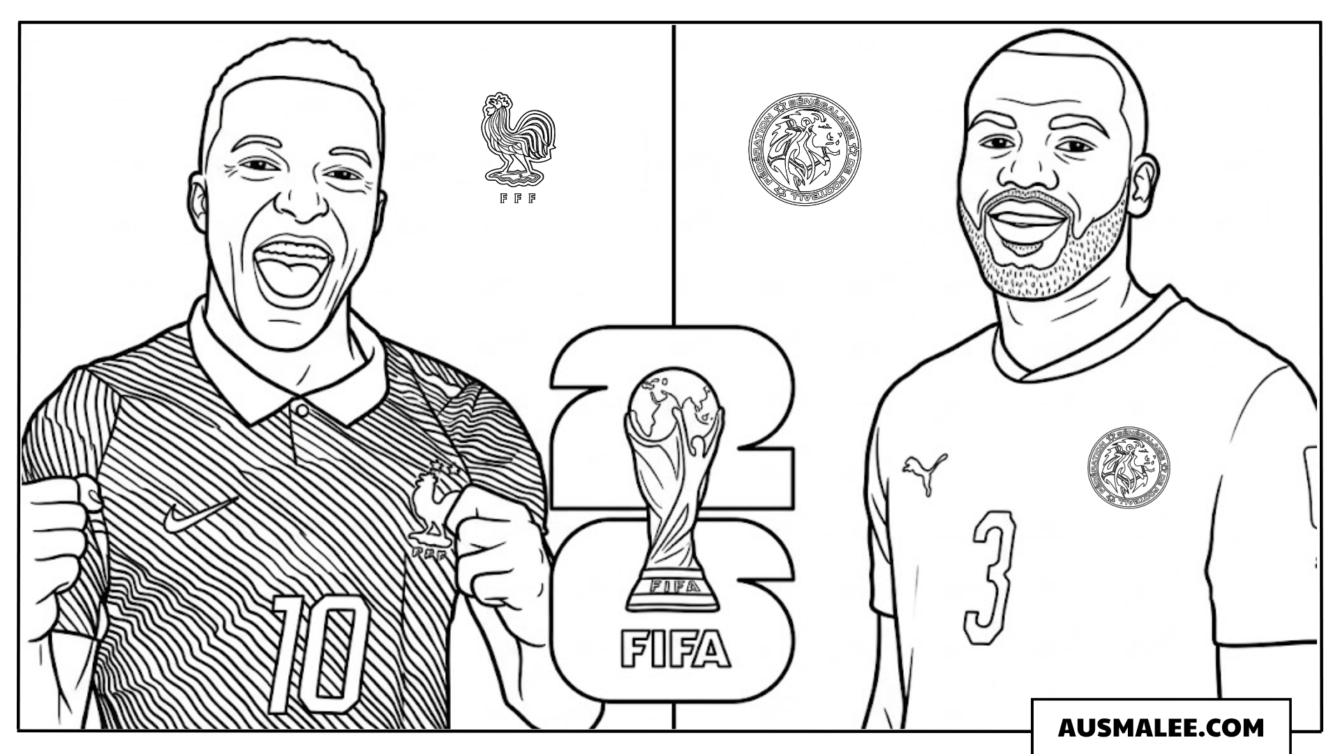 Kylian Mbappé und Kalidou Koulibaly Ausmalbild