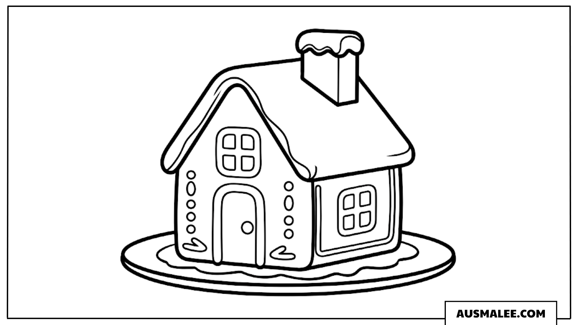 Lebkuchenhaus auf Teller Ausmalbild