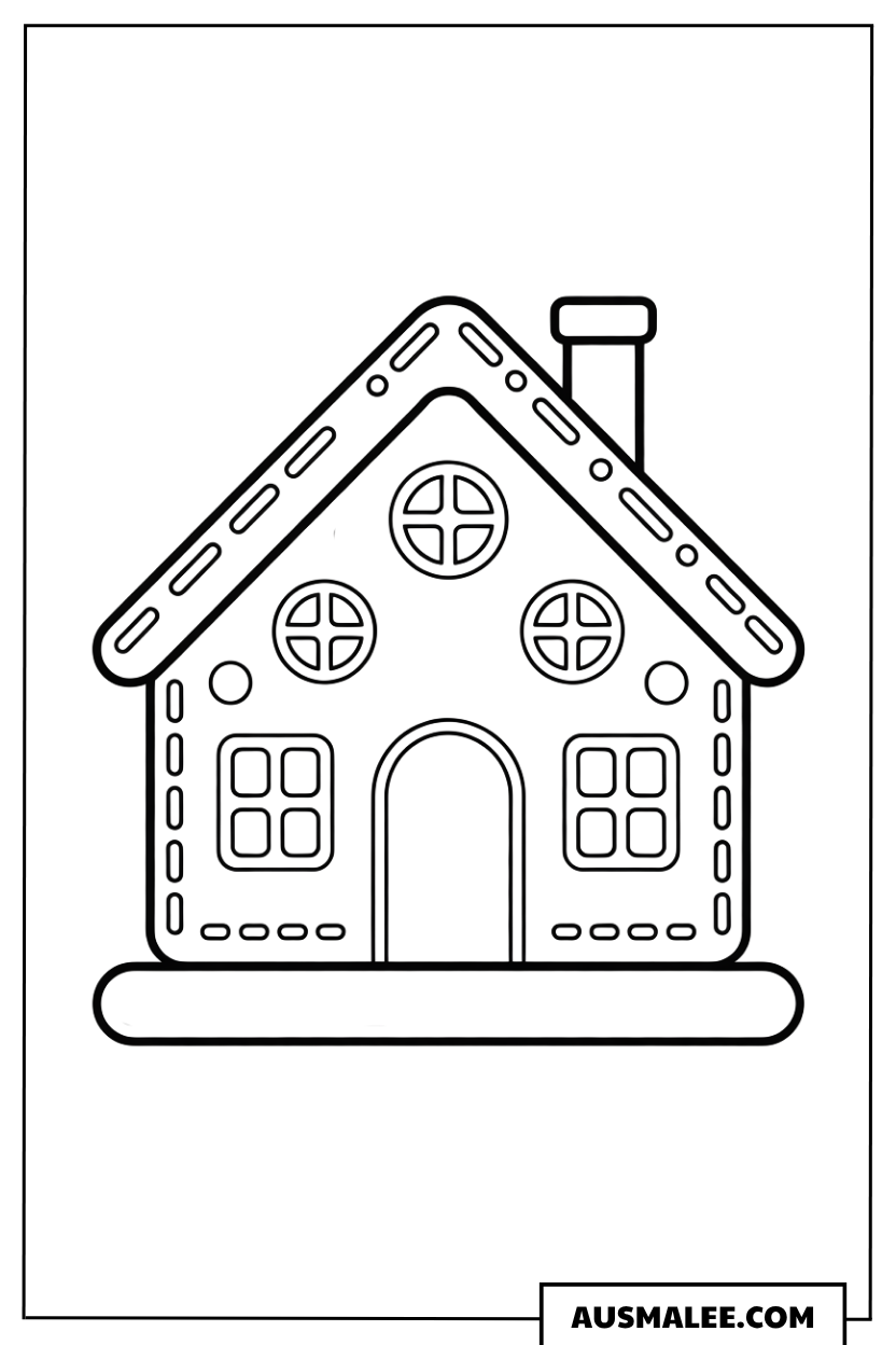 Lebkuchenhaus mit Schornstein Ausmalbild