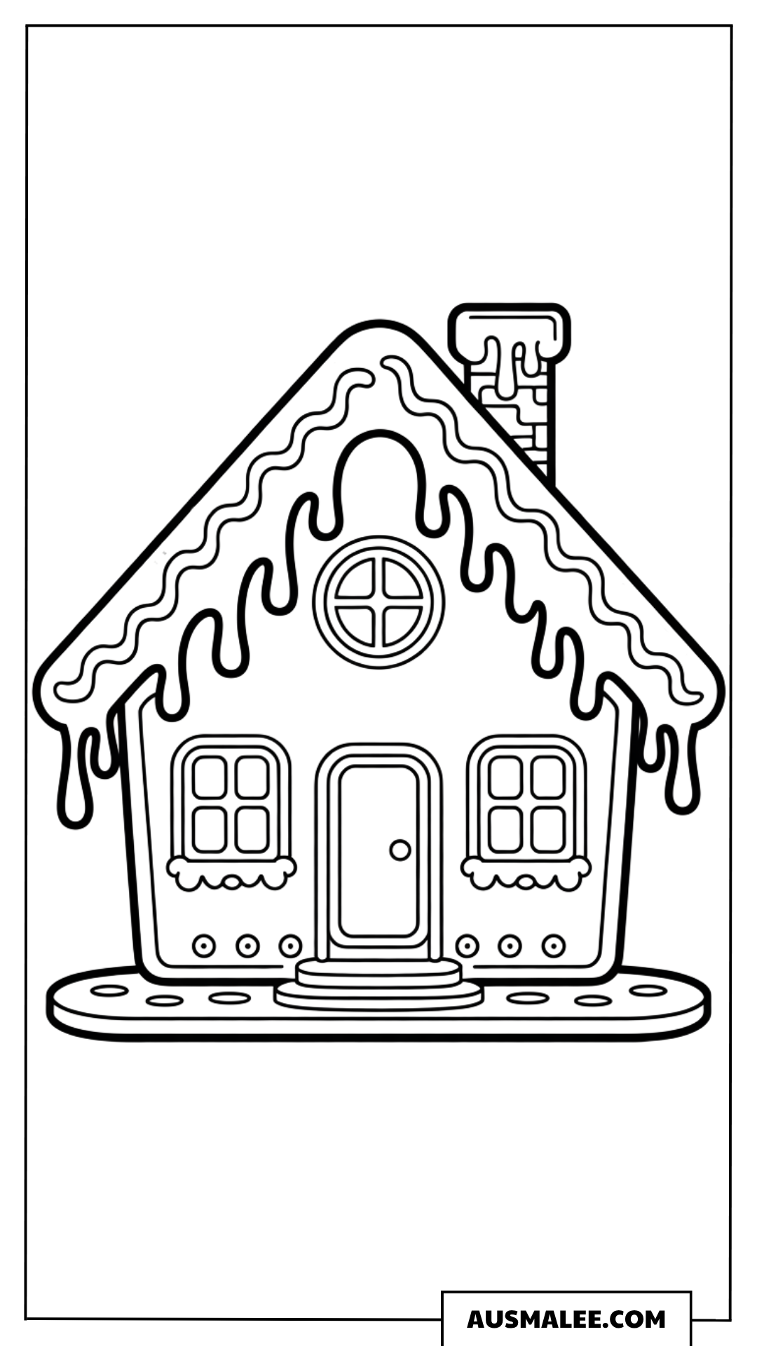 Lebkuchenhaus mit Zuckerguss Ausmalbild