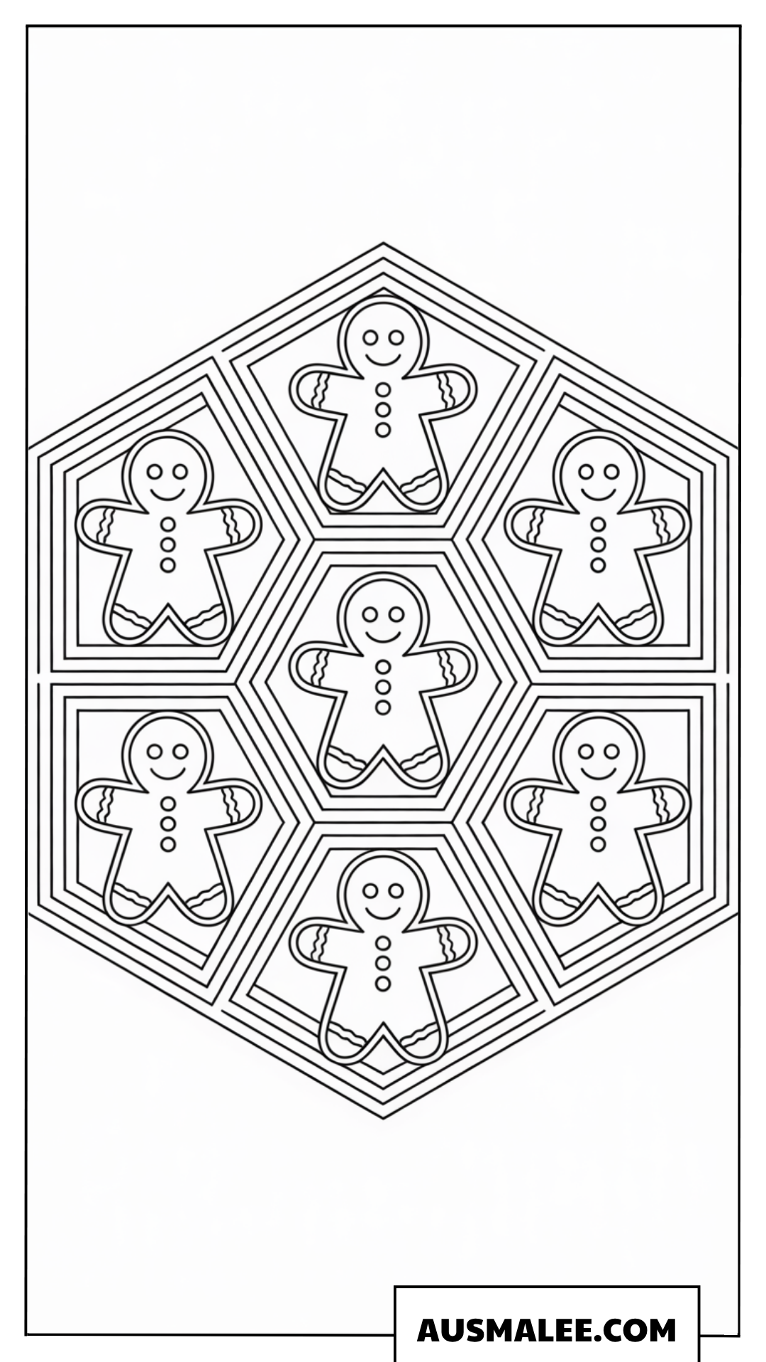 Lebkuchenmaenner Sechseck Mandala Ausmalbilder