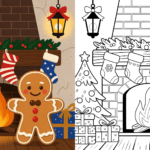 ft - Gingerbread man kleurplaten met kerstmotieven ft