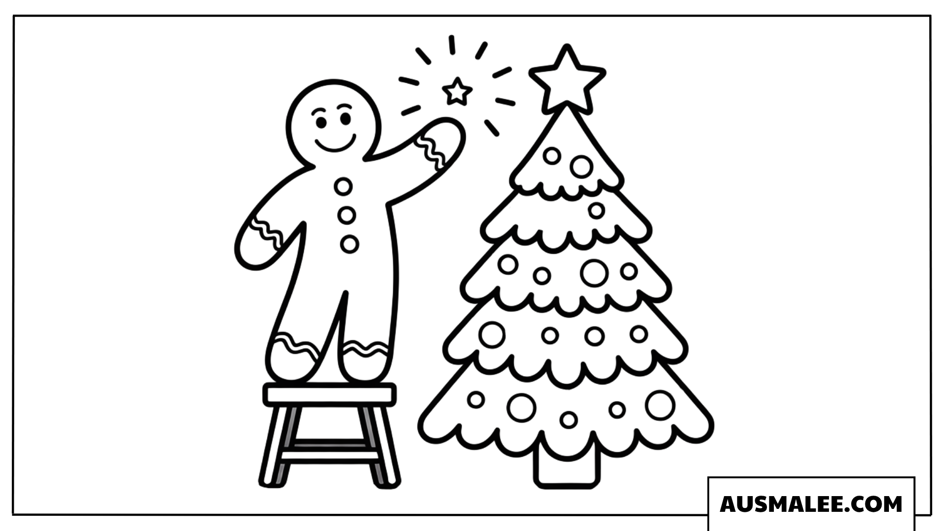 Lebkuchenmann Schmueckt Weihnachtsbaum Ausmalbilder