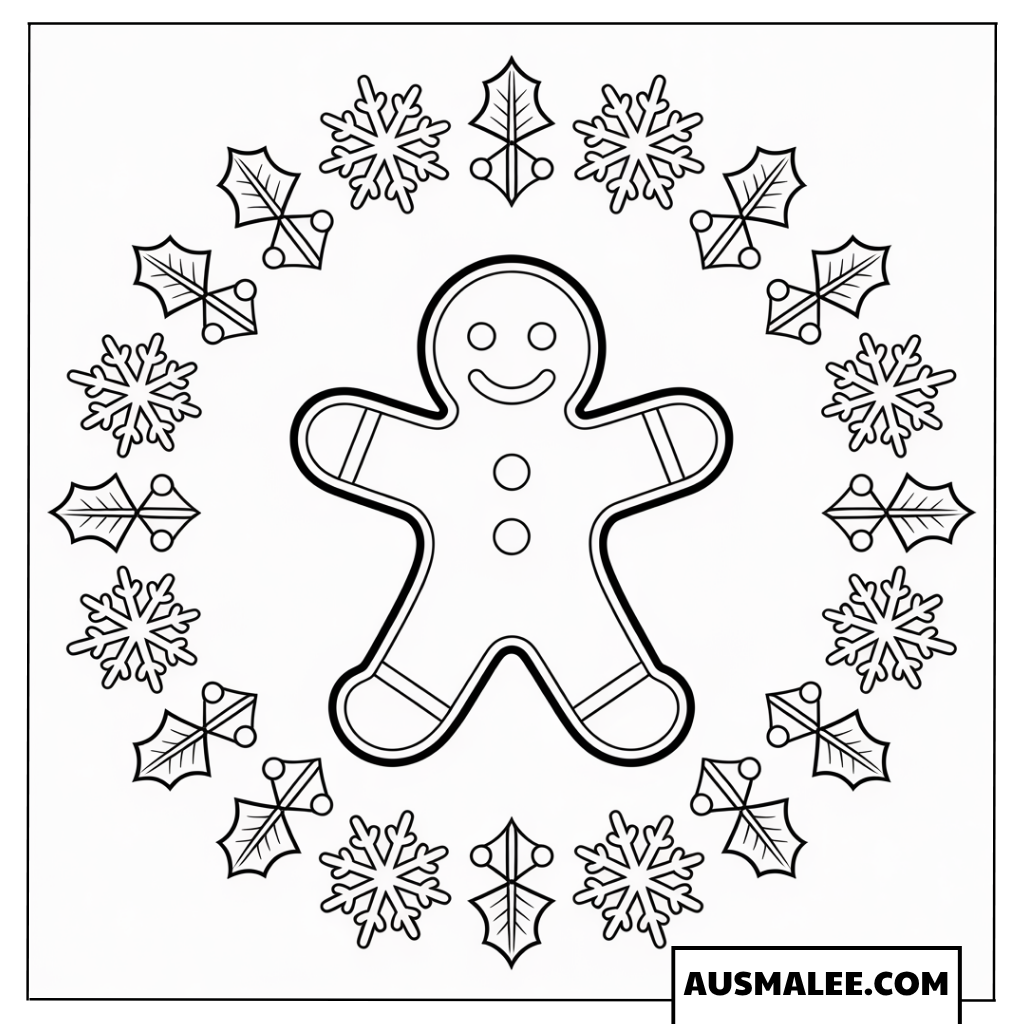 Lebkuchenmann Schneeflocken Mandala Ausmalbilder