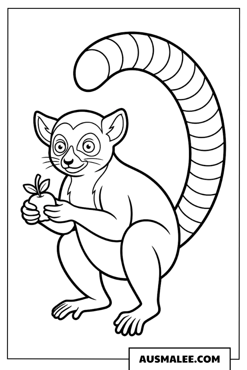 Lemur mit Frucht ausmalbild