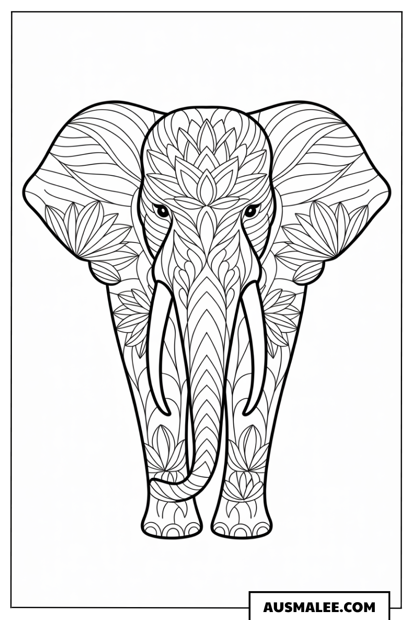 Mandala Elefantenkopf ausmalbild