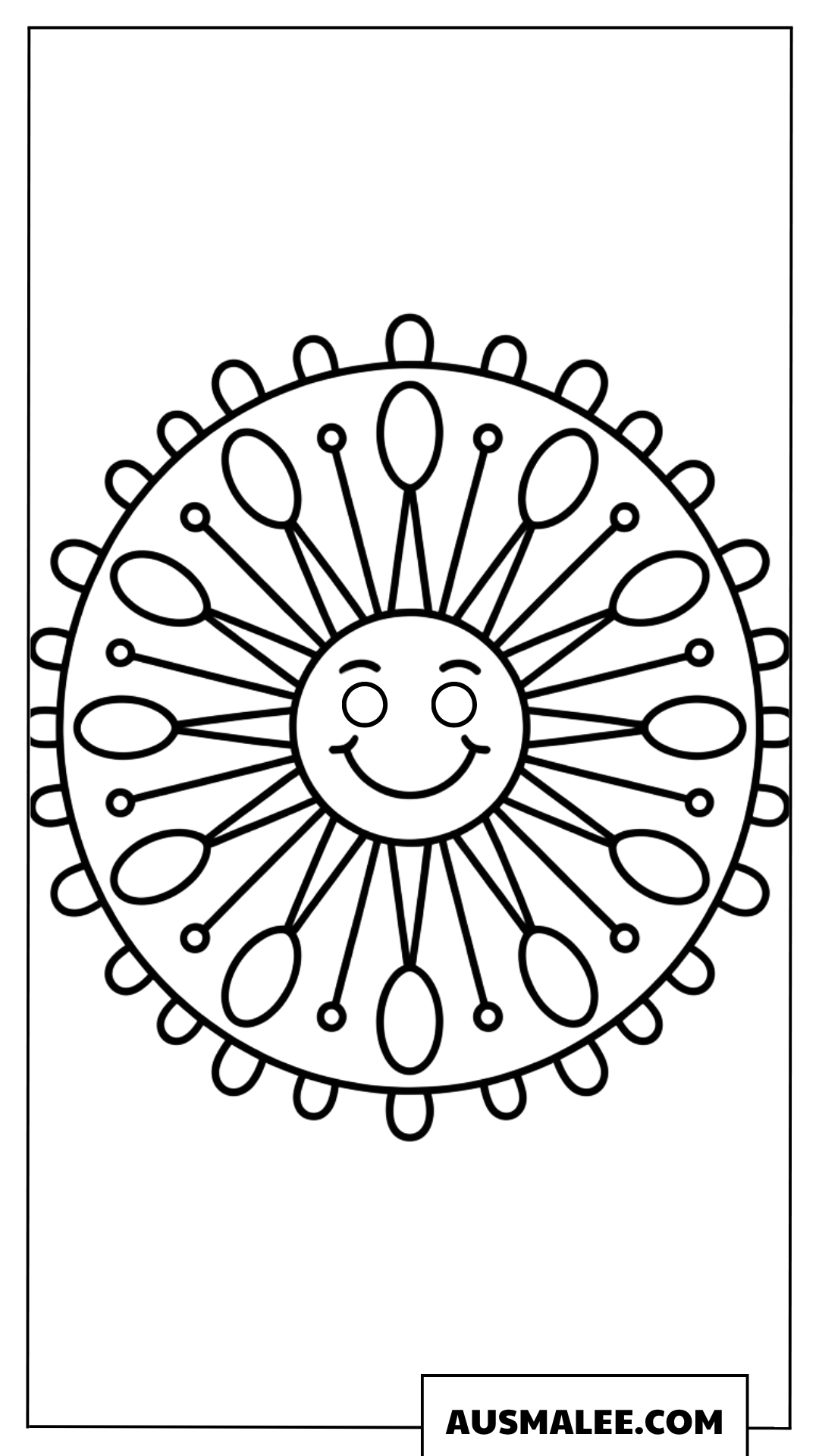 Mandala-Schneeflocke mit Smiley Ausmalbild