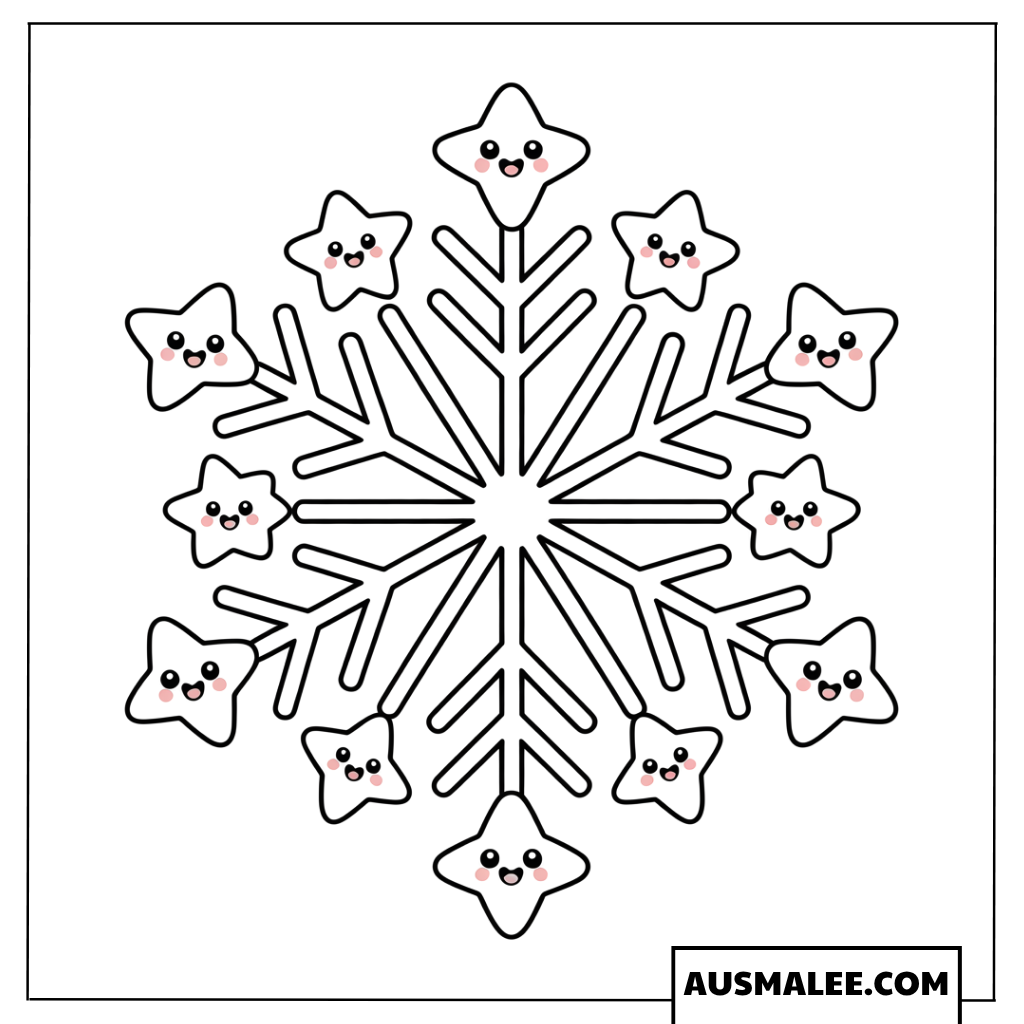 Mandala mit Schneesternen Ausmalbild