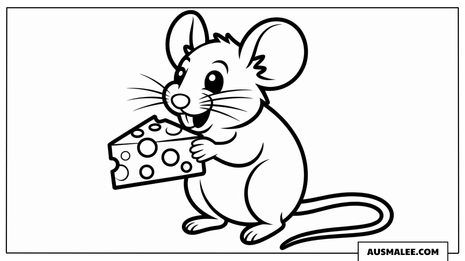 Maus hält Käse ausmalbild