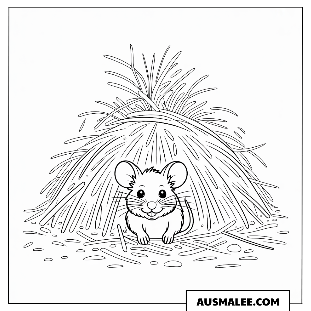 Maus im Heuhaufen ausmalbild