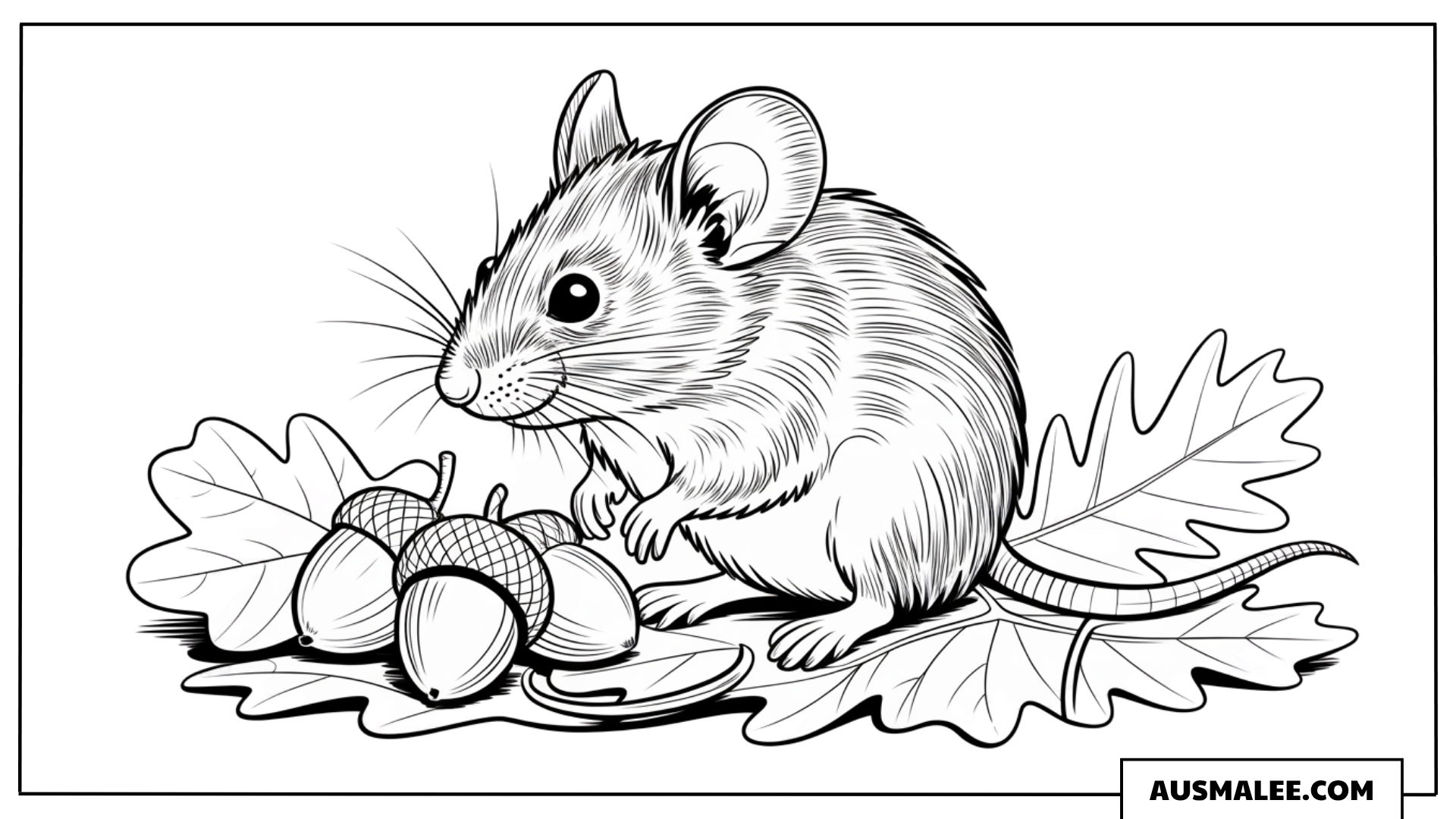 Maus mit Eicheln ausmalbild