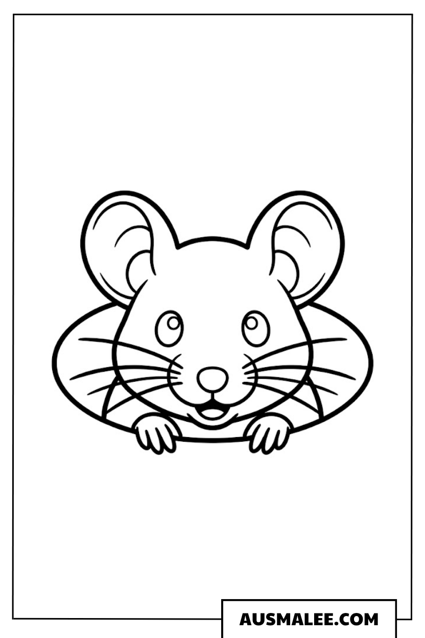 Maus schaut aus dem Loch ausmalbild