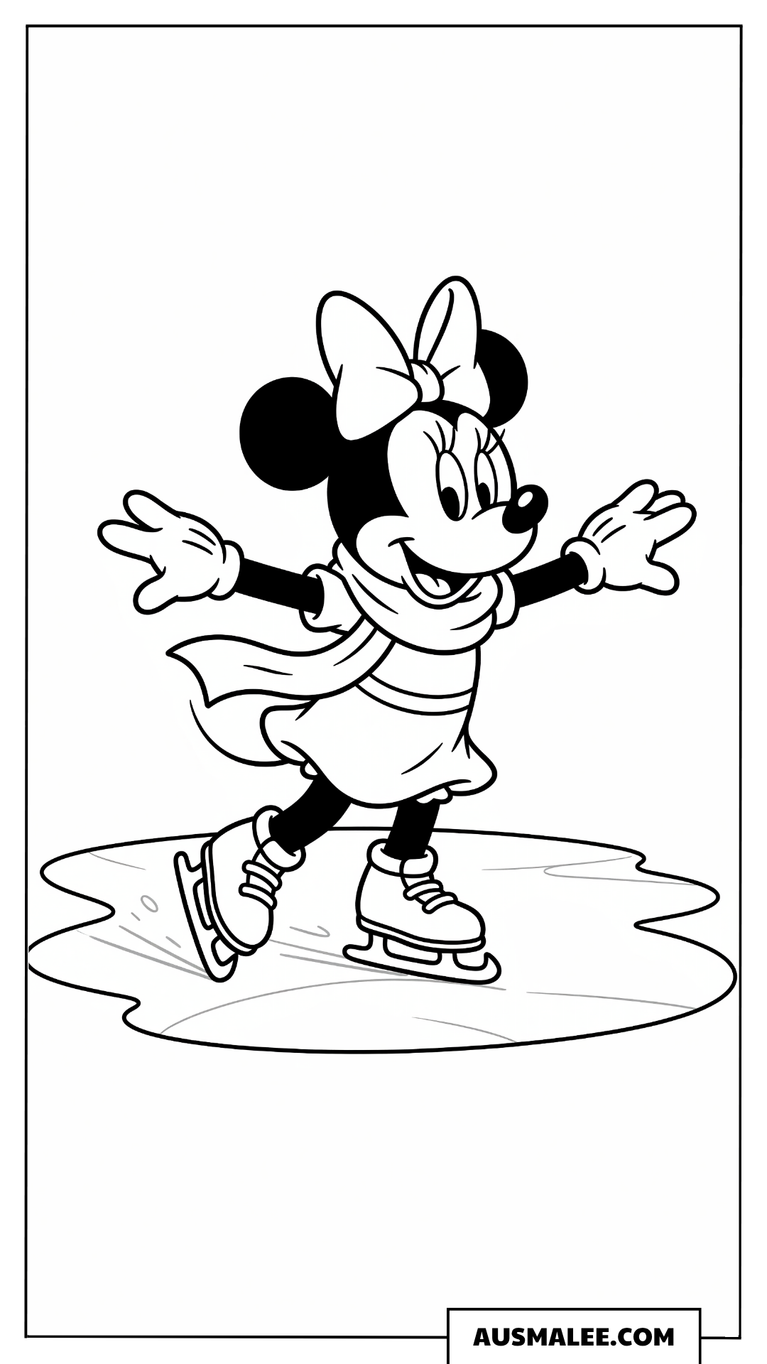 Minnie Maus beim Eislaufen ausmalbild