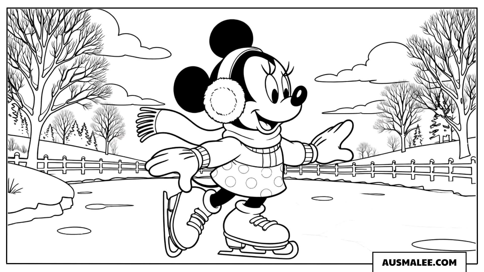 Minnie Maus beim Eislaufen ausmalbild
