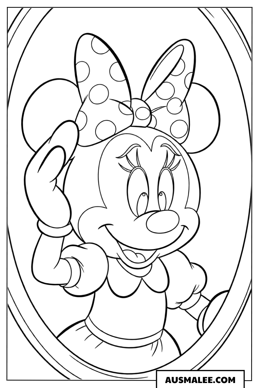 Minnie Maus im Spiegel ausmalbild