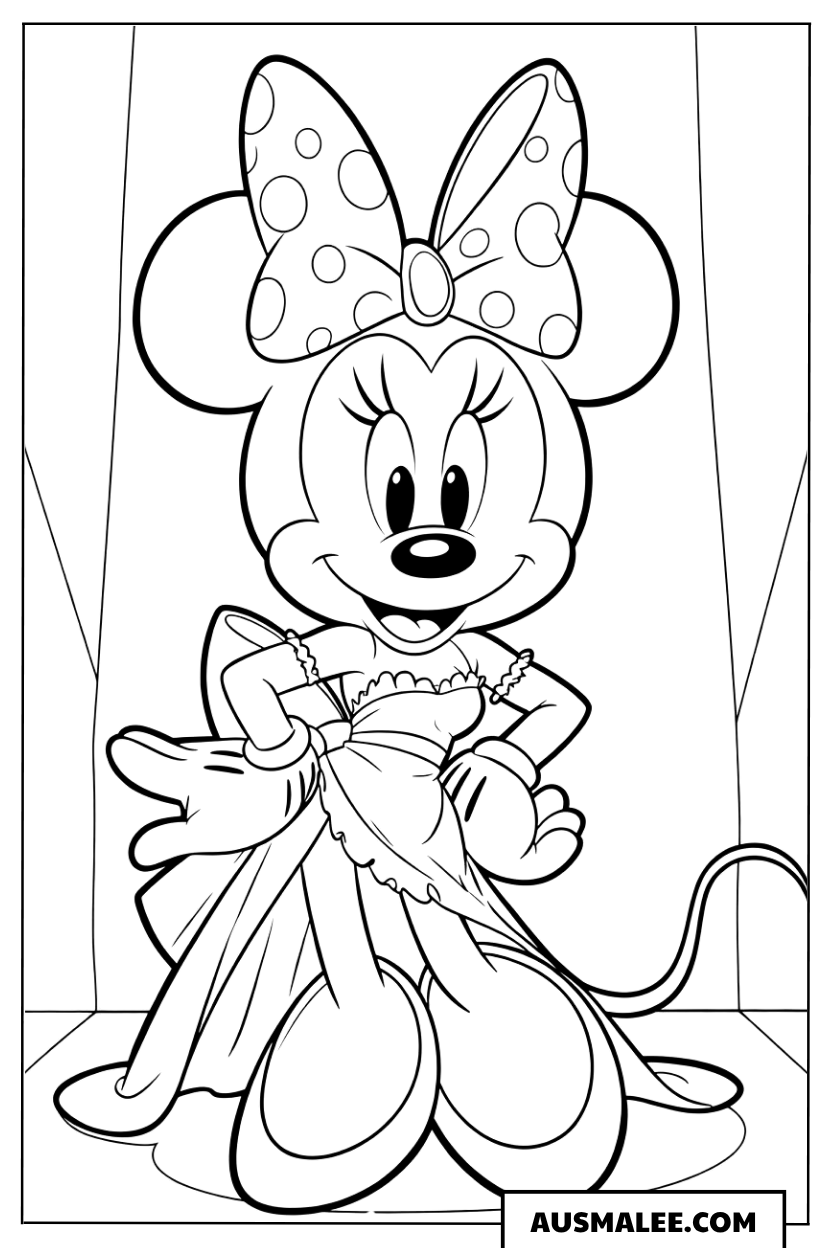 Minnie Maus im eleganten Kleid ausmalbild