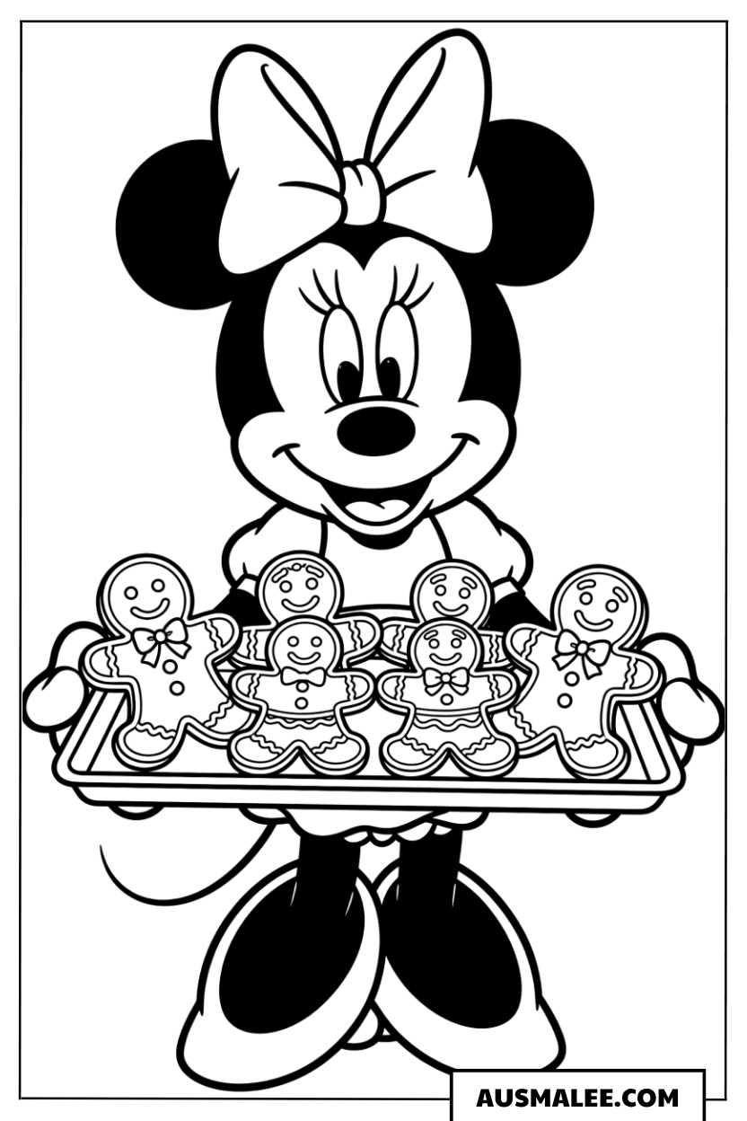 Minnie Maus mit Plätzchentablett ausmalbild