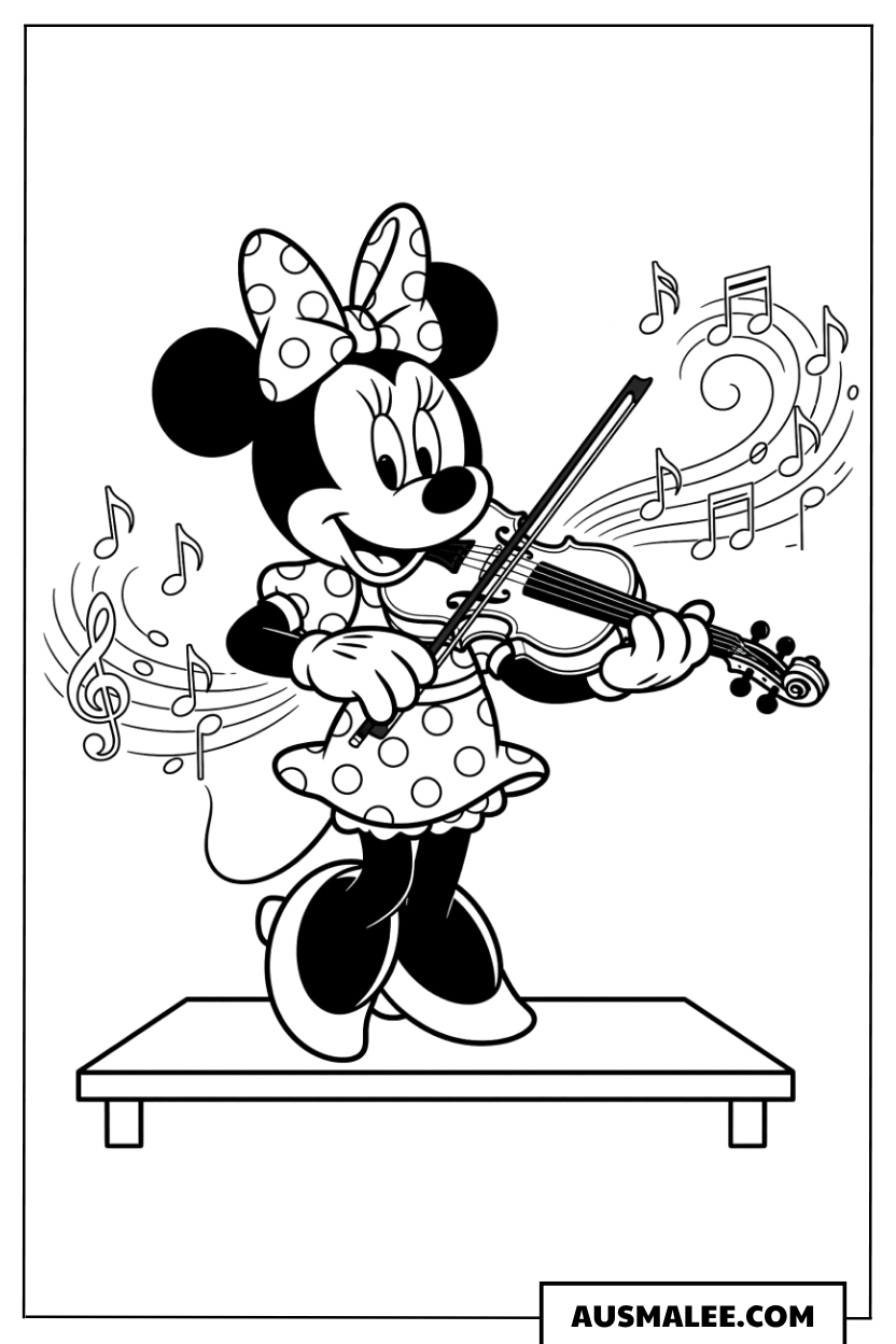 Minnie Maus spielt Geige ausmalbild