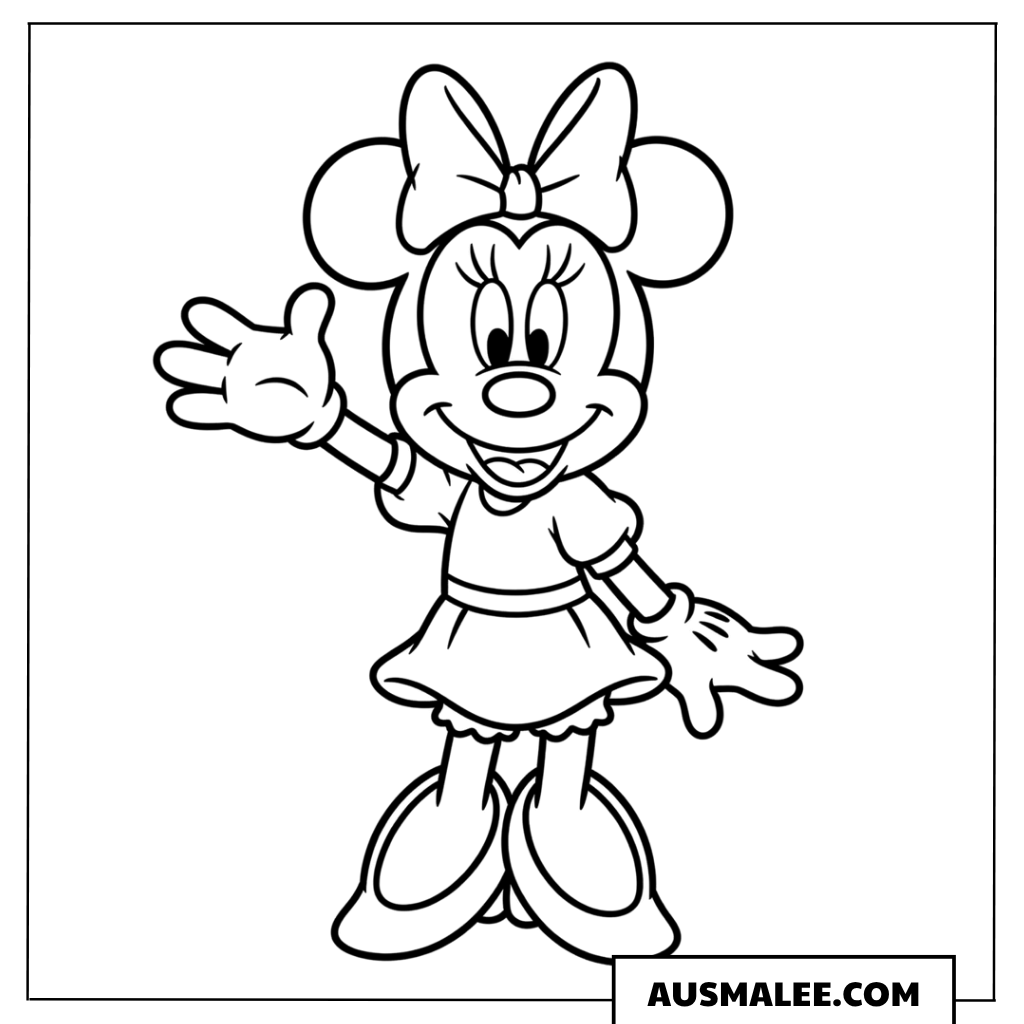 Minnie Maus winkt fröhlich ausmalbild