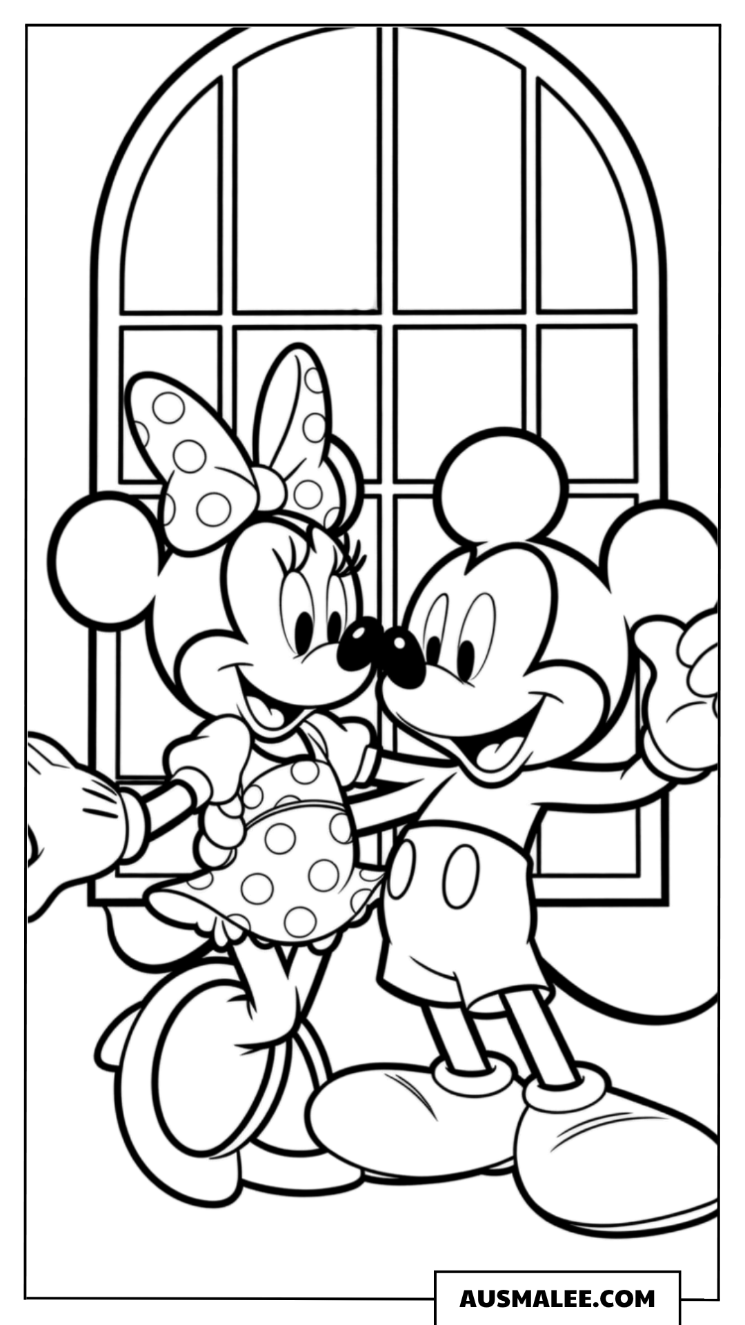 Minnie und Micky am Fenster ausmalbild