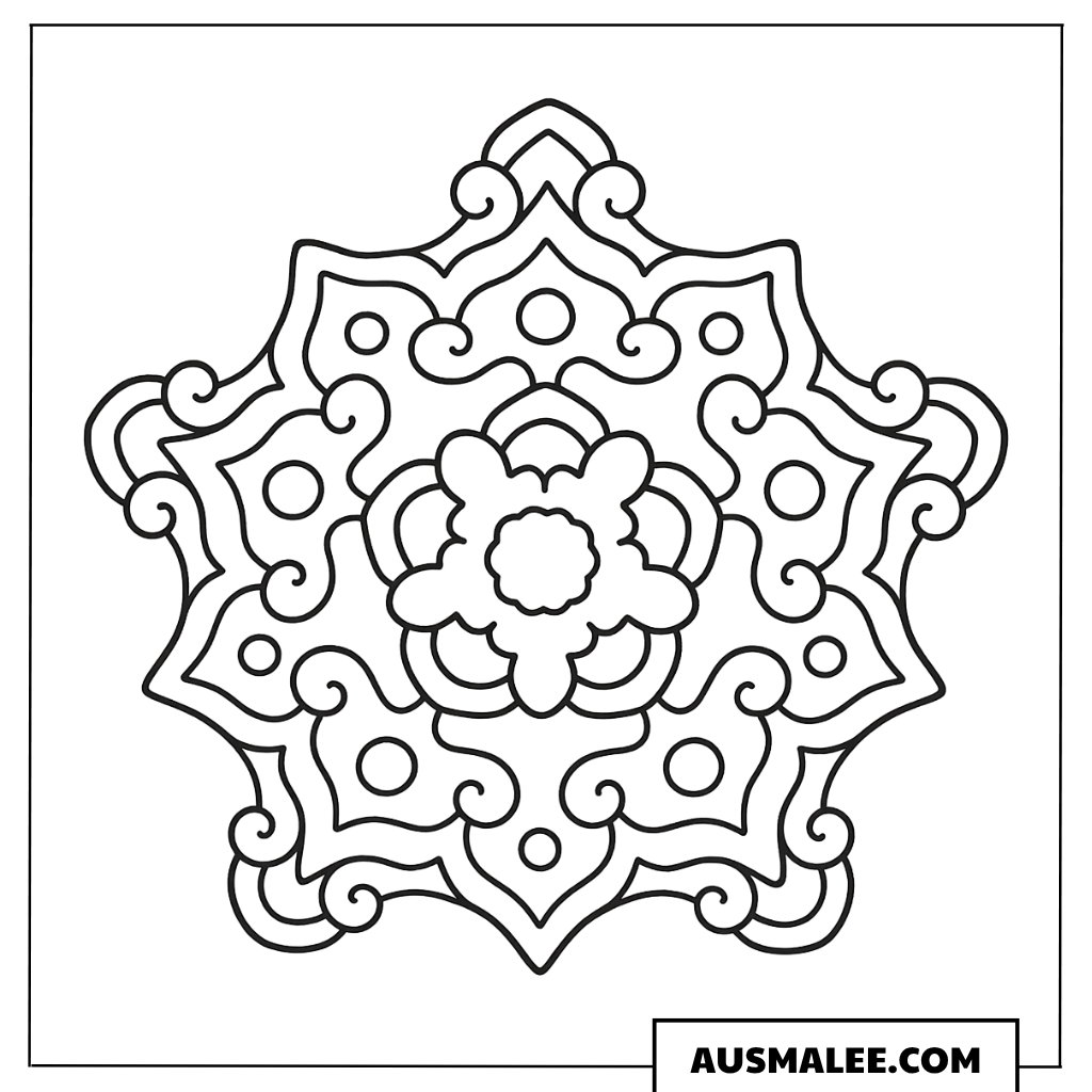 Ornamentales Stern-Mandala Ausmalbild