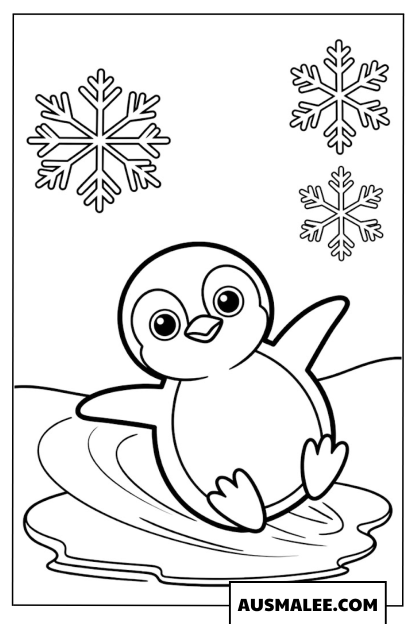 Pinguin auf dem Eis Ausmalbild