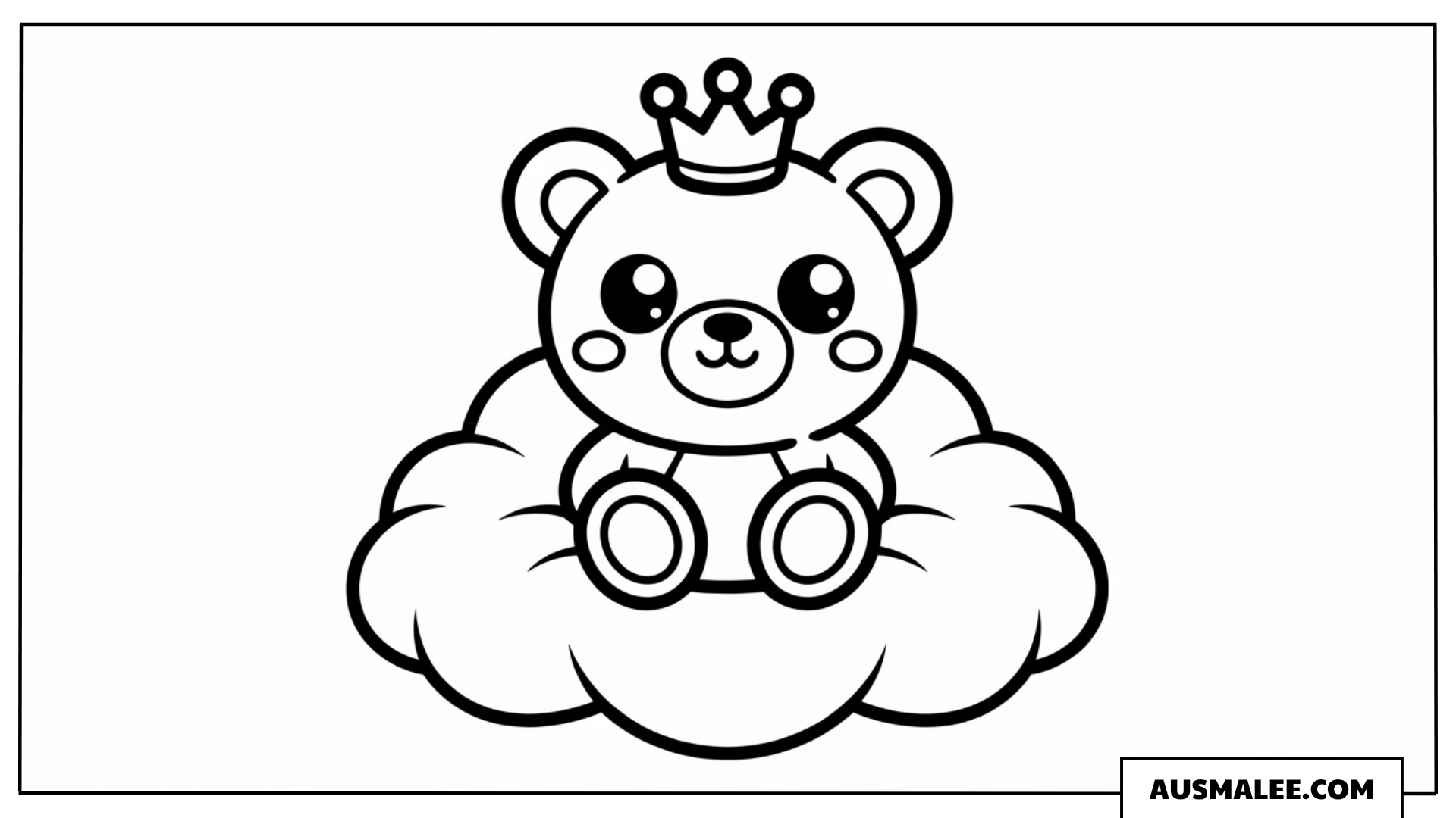 Prinzessinnen-Teddybär auf Wolke ausmalbild