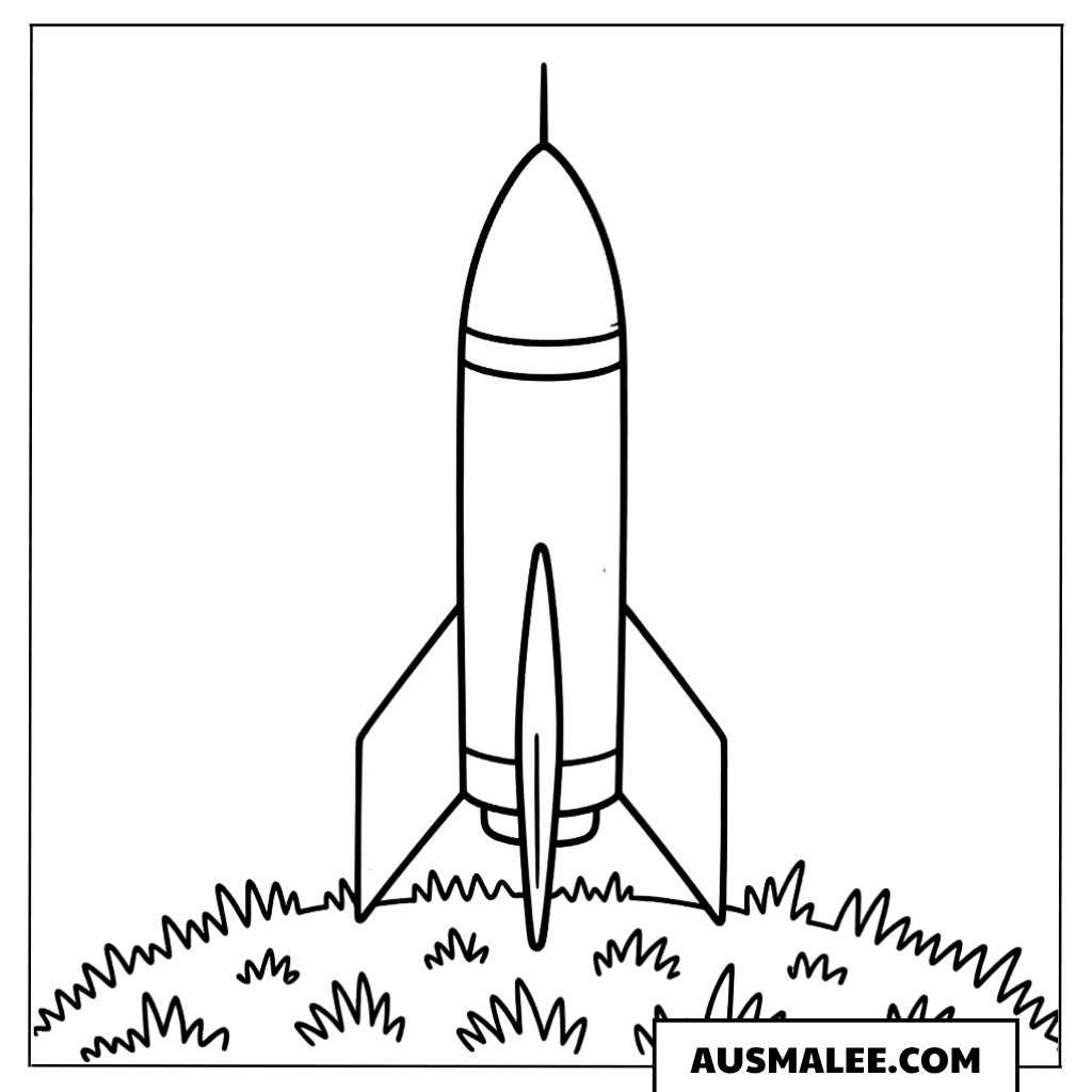 Rakete beim Start Ausmalbild