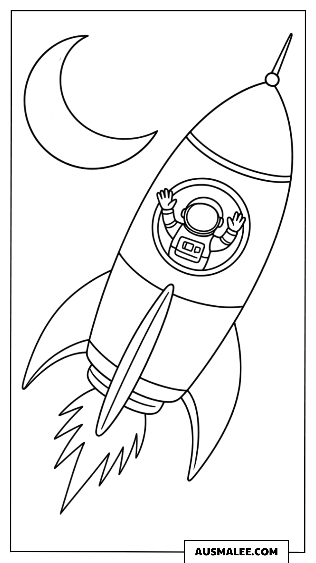 Rakete mit Astronaut im All Ausmalbild