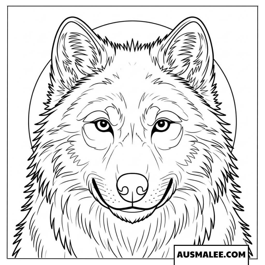 Realistischer Wolf Kopf Portraet Ausmalbilder