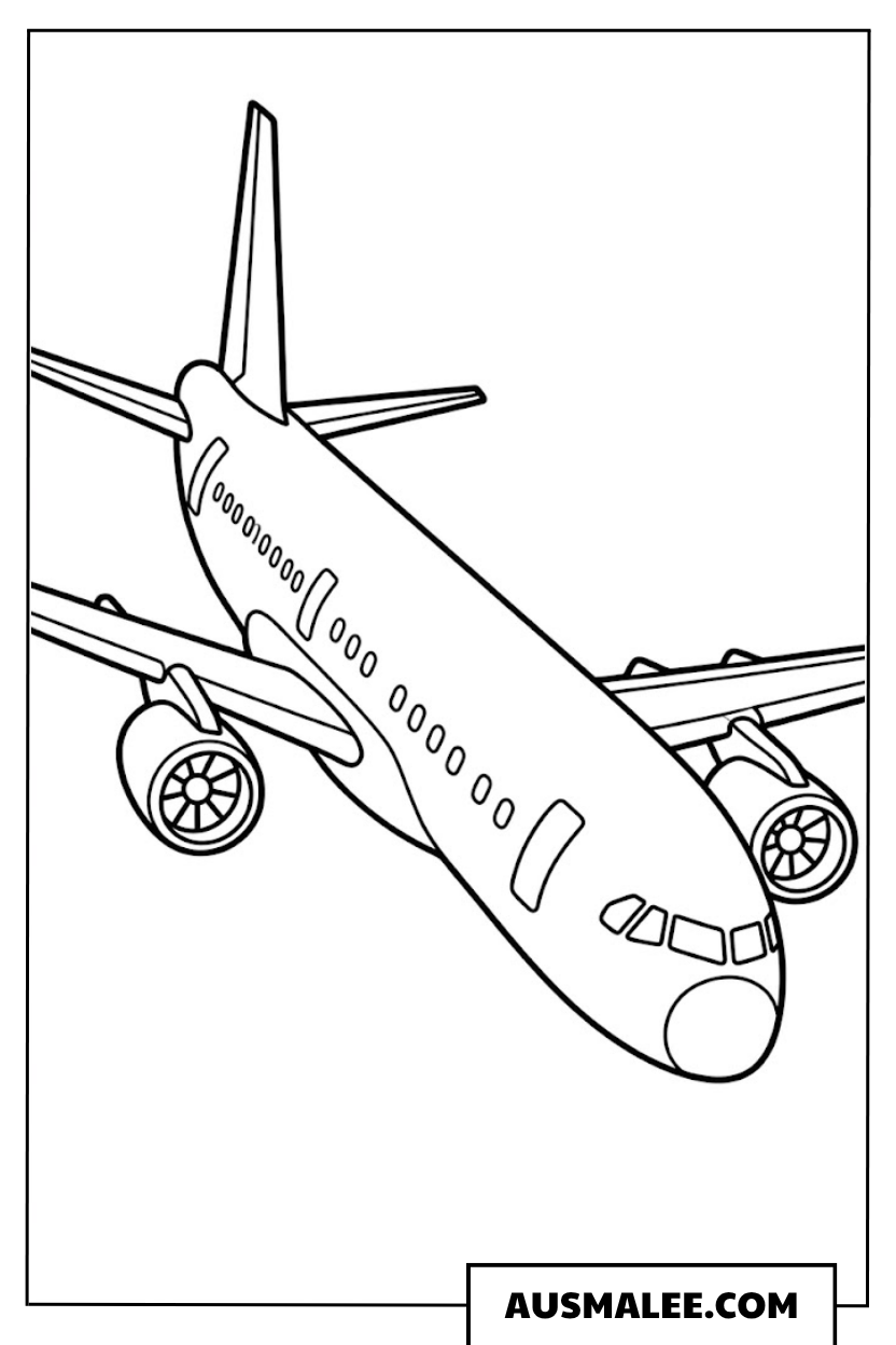 Realistisches Passagierflugzeug Ausmalbild
