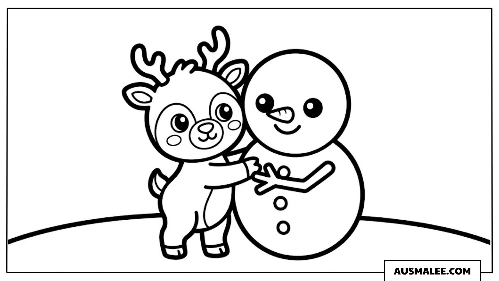 Rentier umarmt Schneemann ausmalbild
