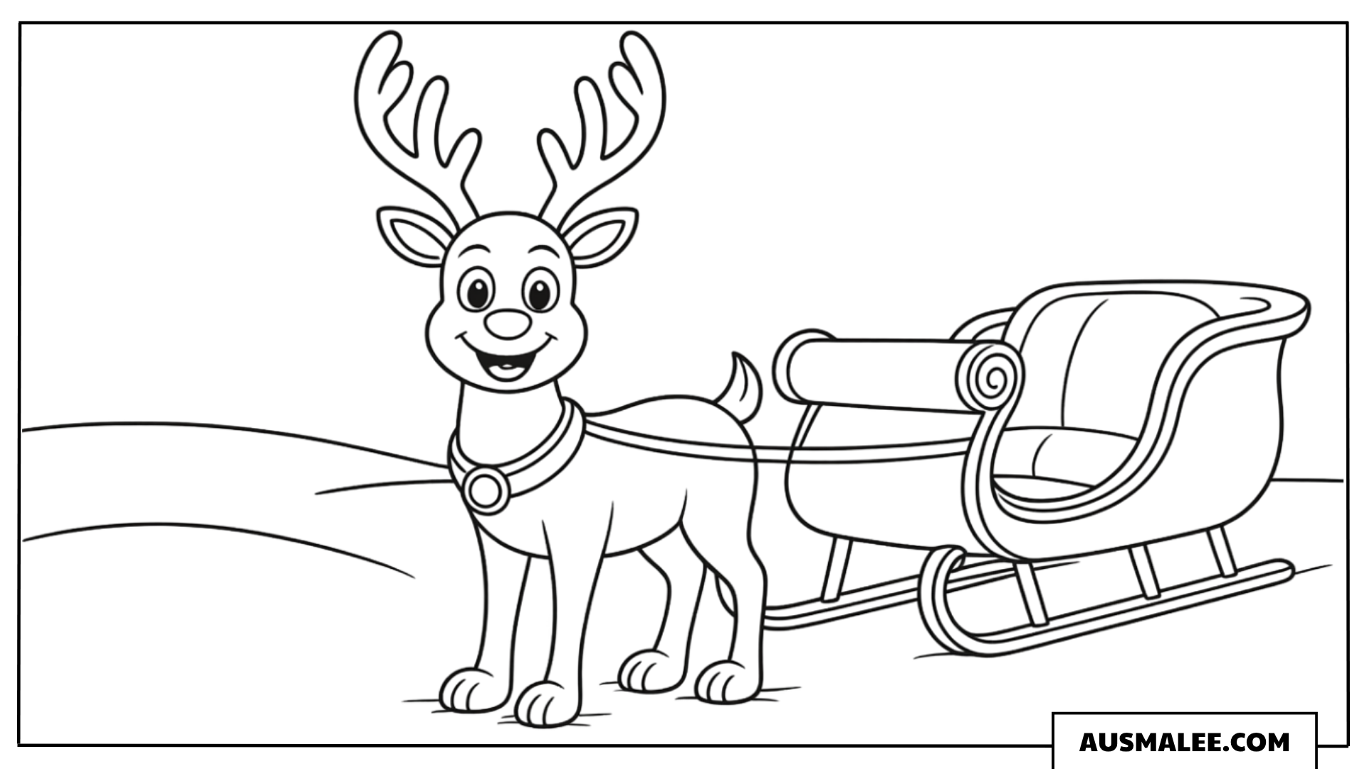 Rudolph zieht den Schlitten ausmalbild