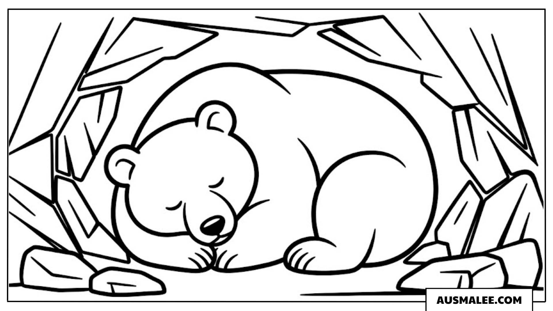 Schlafender Bär in der Höhle ausmalbild