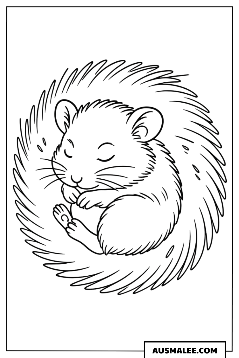 Schlafender Hamster im Nest Ausmalbild