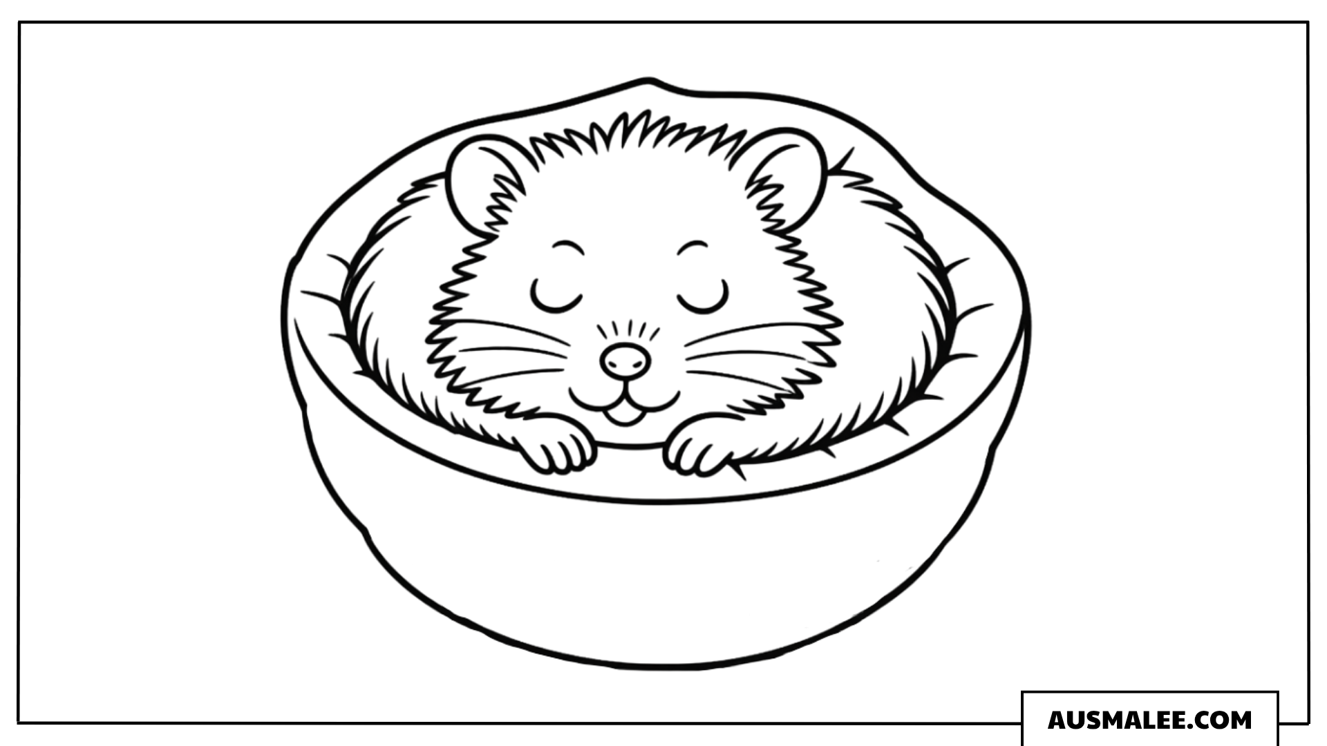 Schlafender Hamster in einer Schale Ausmalbild