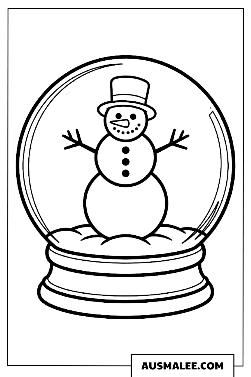 Schneemann in der Schneekugel ausmalbild