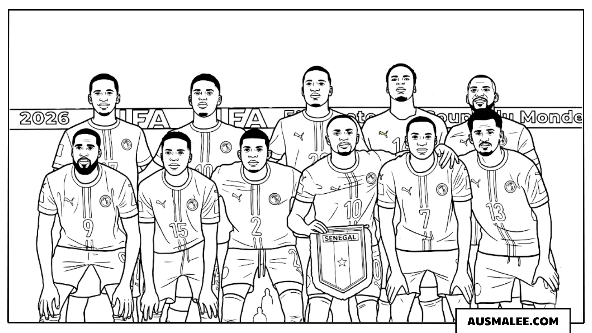 Senegal Nationalmannschaft Gruppenfoto Ausmalbild