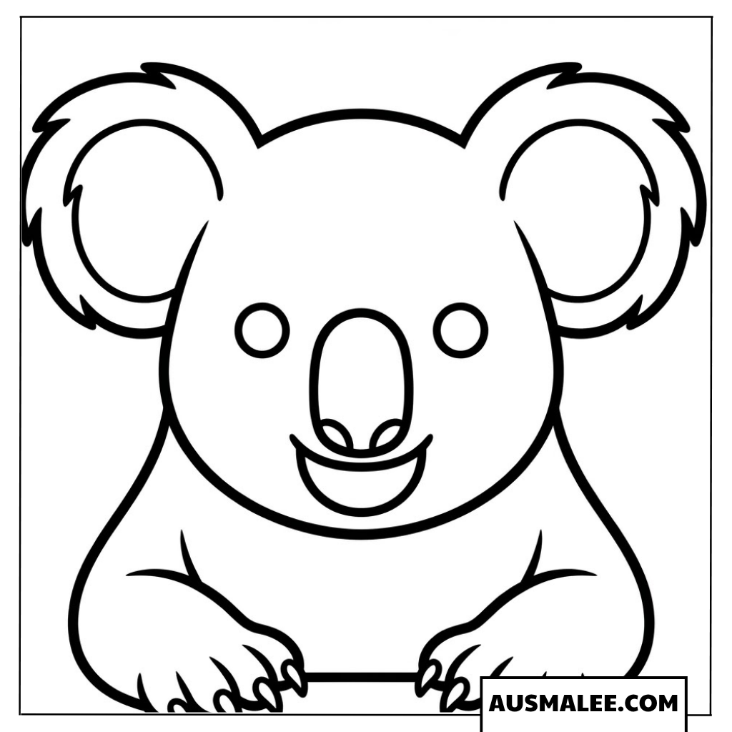 Sitzender Koala von vorne Ausmalbild