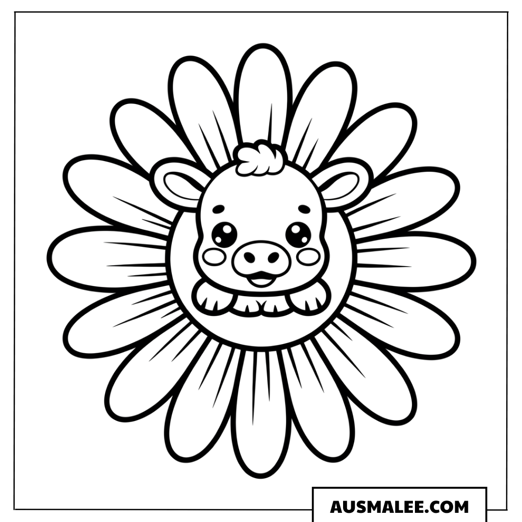 Sonnenblumen Kuh Ausmalbild