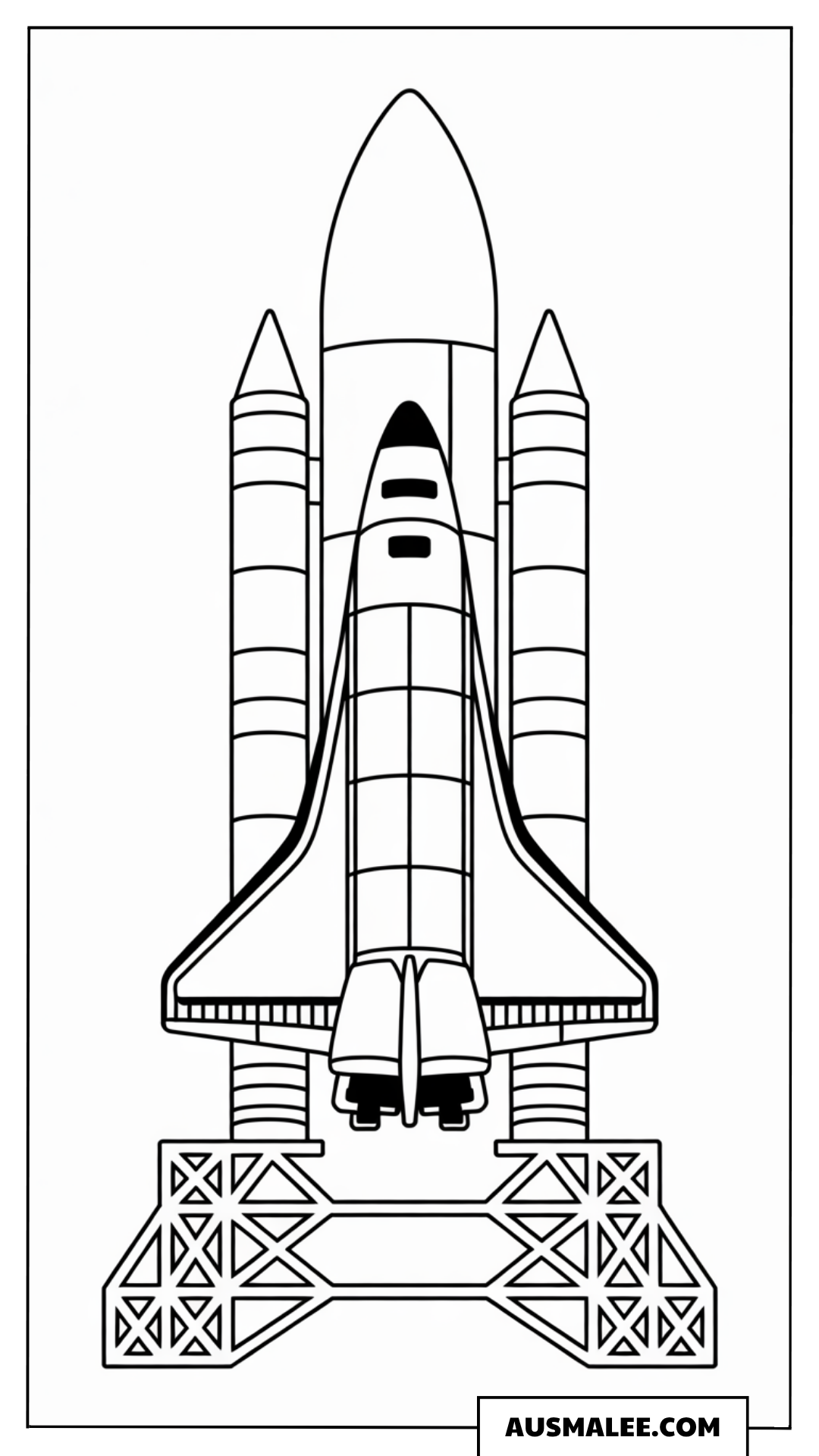 Space Shuttle auf Startrampe Ausmalbild