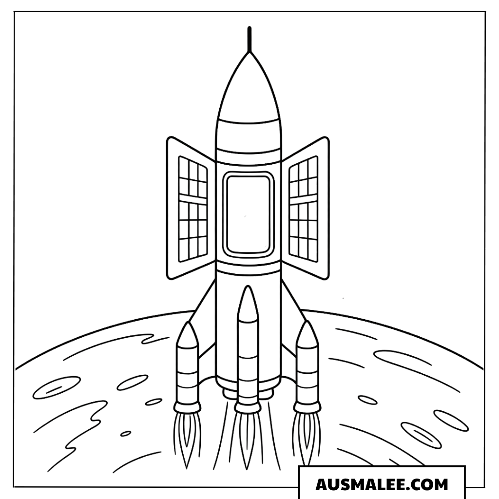 Space Shuttle auf dem Mond Ausmalbild