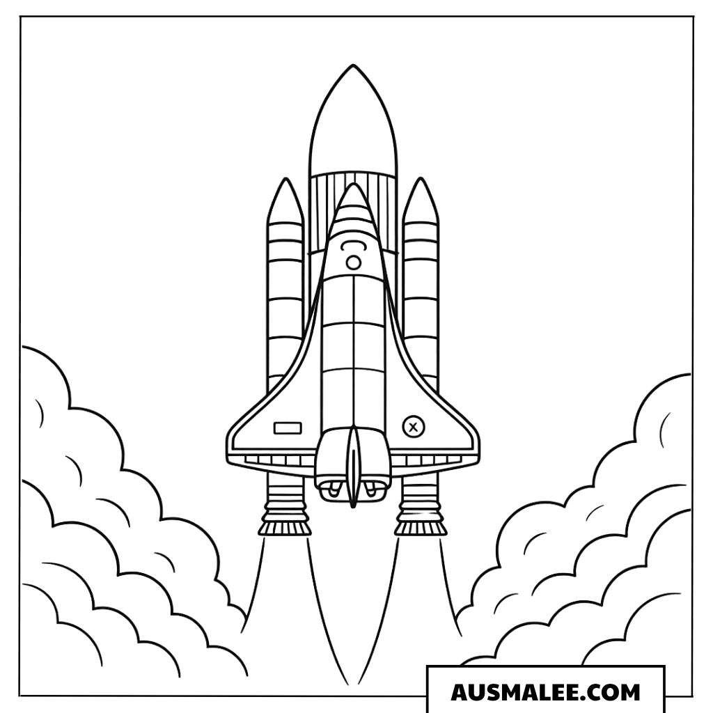 Space Shuttle beim Start Ausmalbild