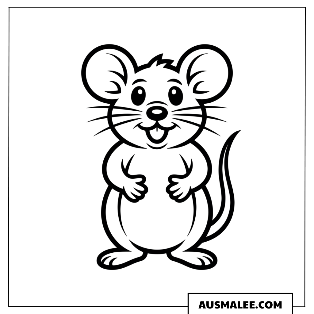 Stehende Maus ausmalbild