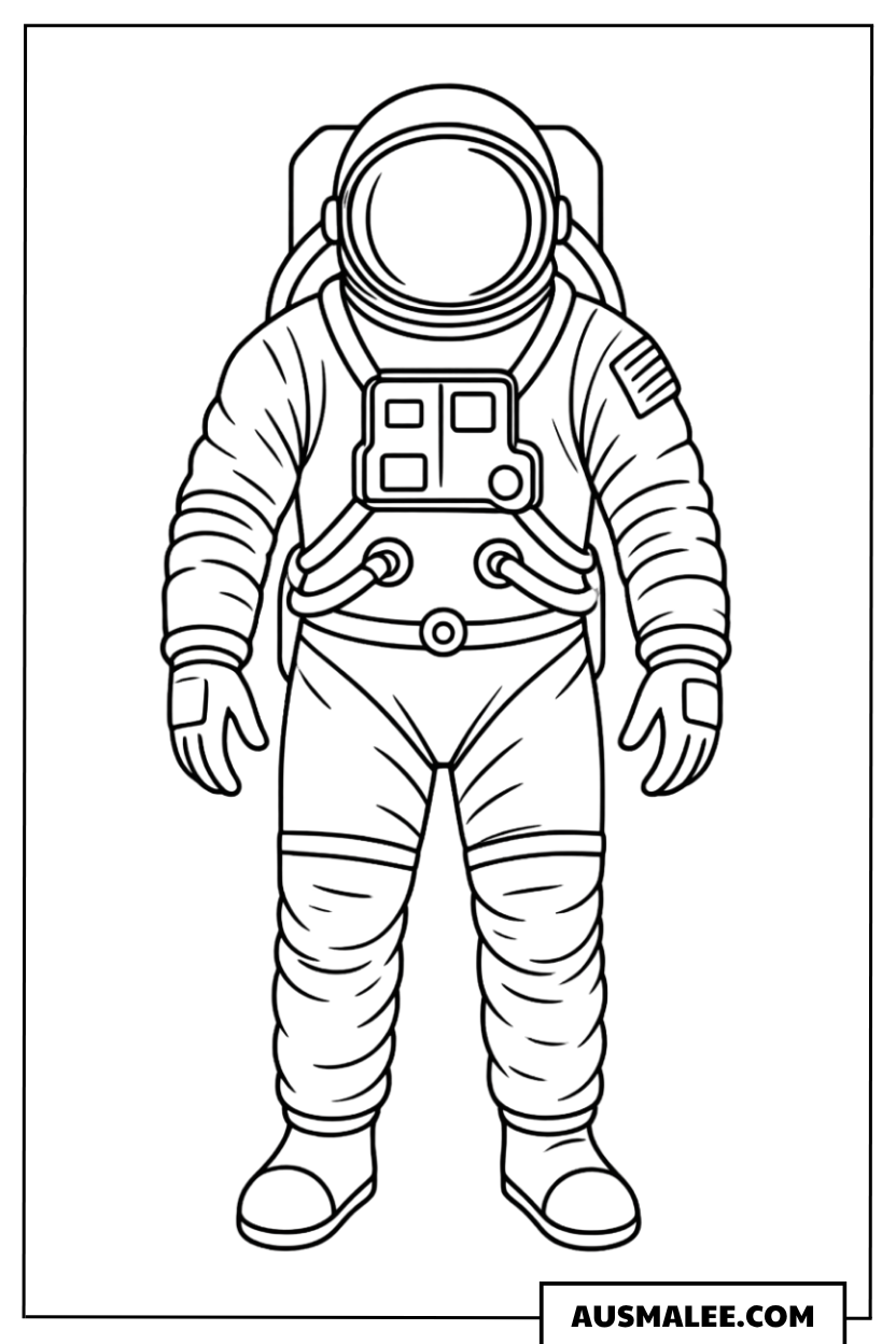 Stehender Astronaut im Anzug Ausmalbild