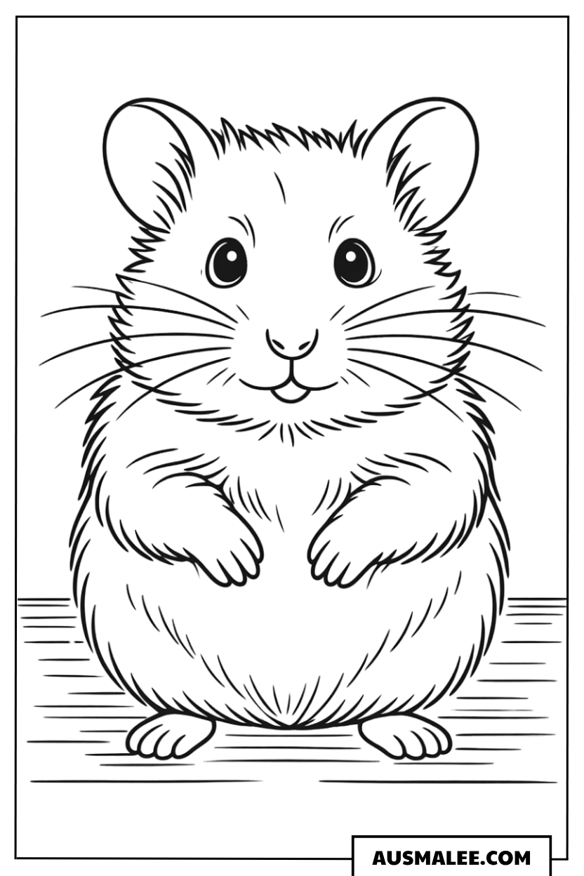 Stehender realistischer Hamster Ausmalbild